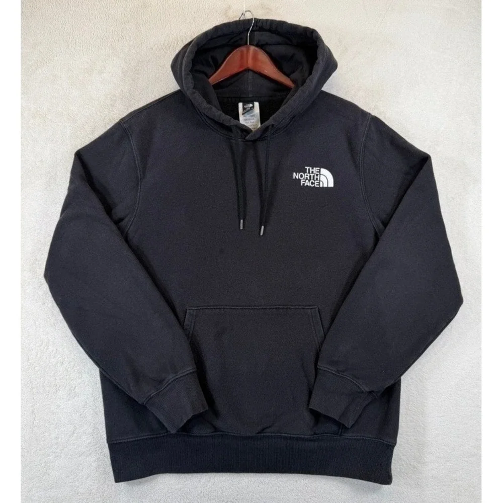 The North Face Hoodie Mens Large Black Pullover Logo Fleece‎ Sweatshirt Graphic